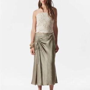 &Other Stories Drawstring Satin Midi Skirt